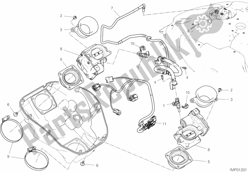 Alle onderdelen voor de Gasklephuis van de Ducati Diavel 1260 S USA 2020